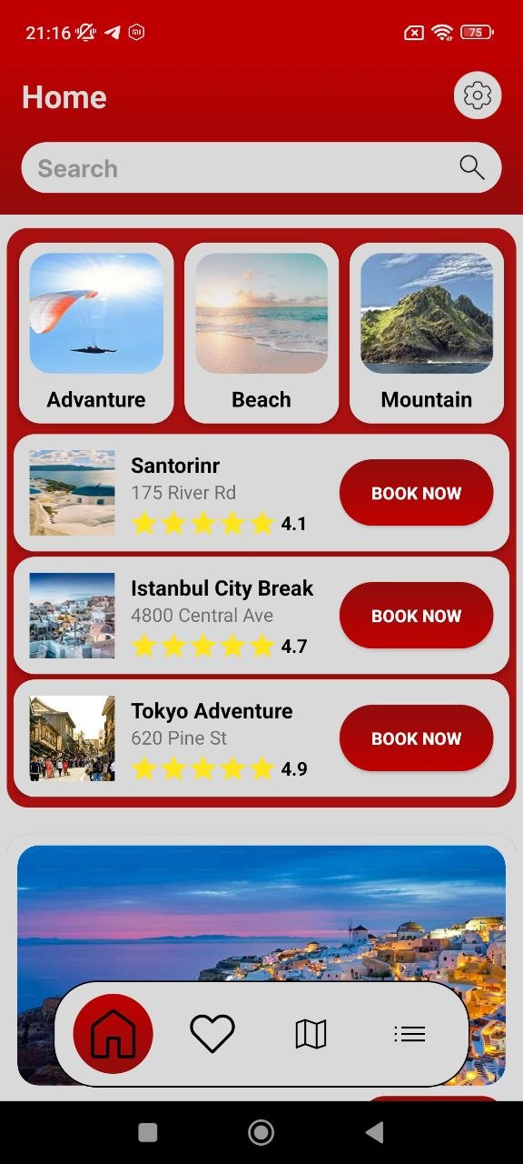 Travel trips screen